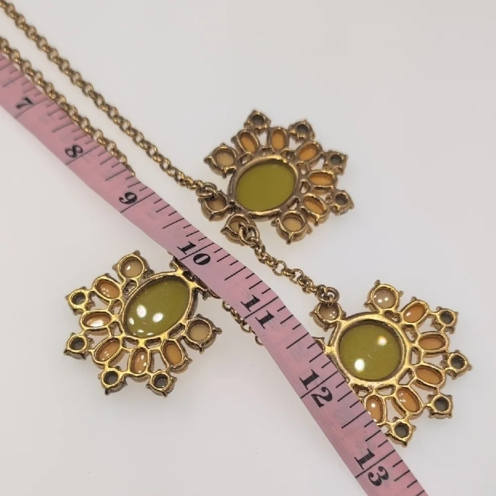 J. Crew Gold and Green Floral Necklace